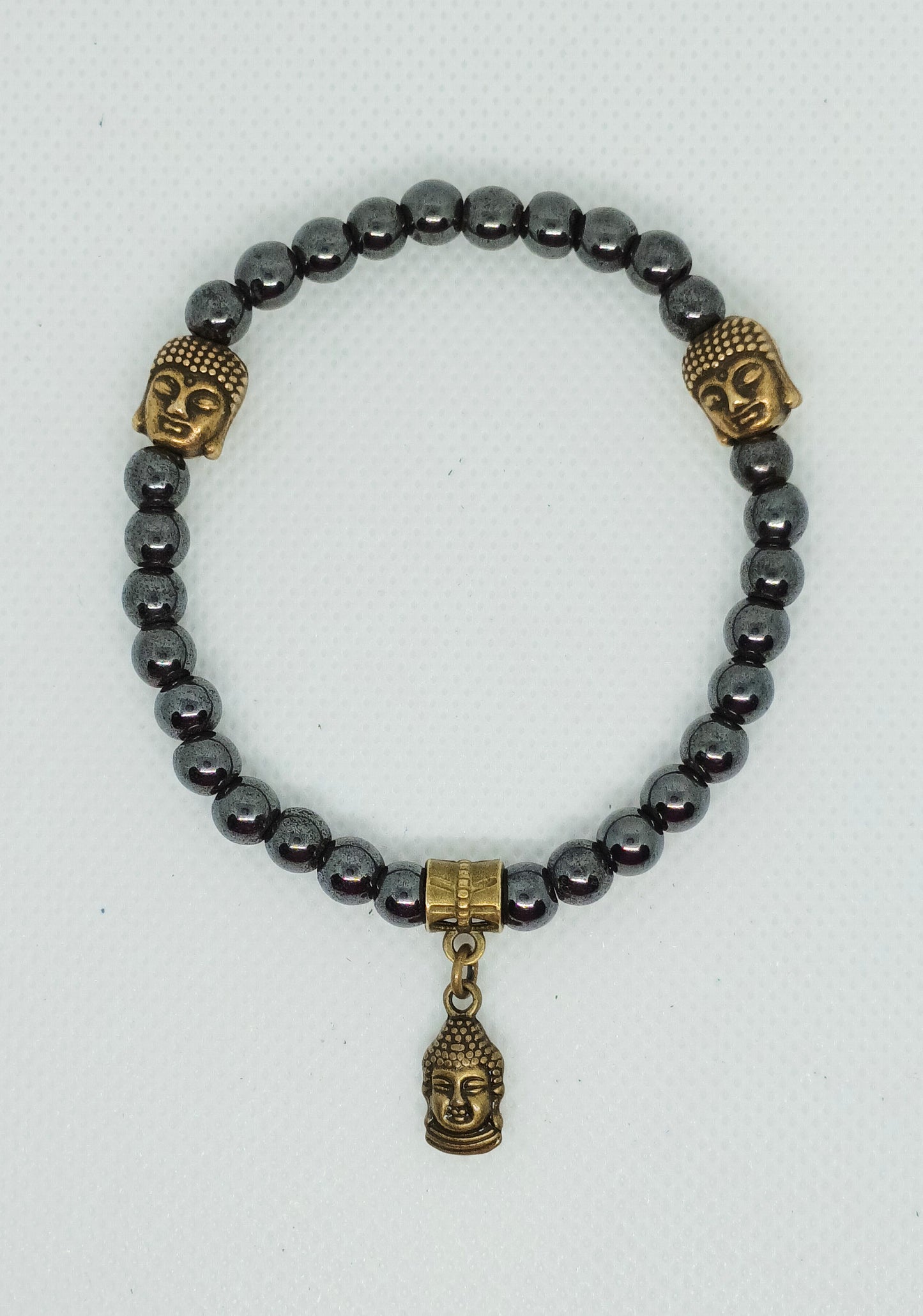 Magnetic Hematite Bracelet w/Buddha accents & charm