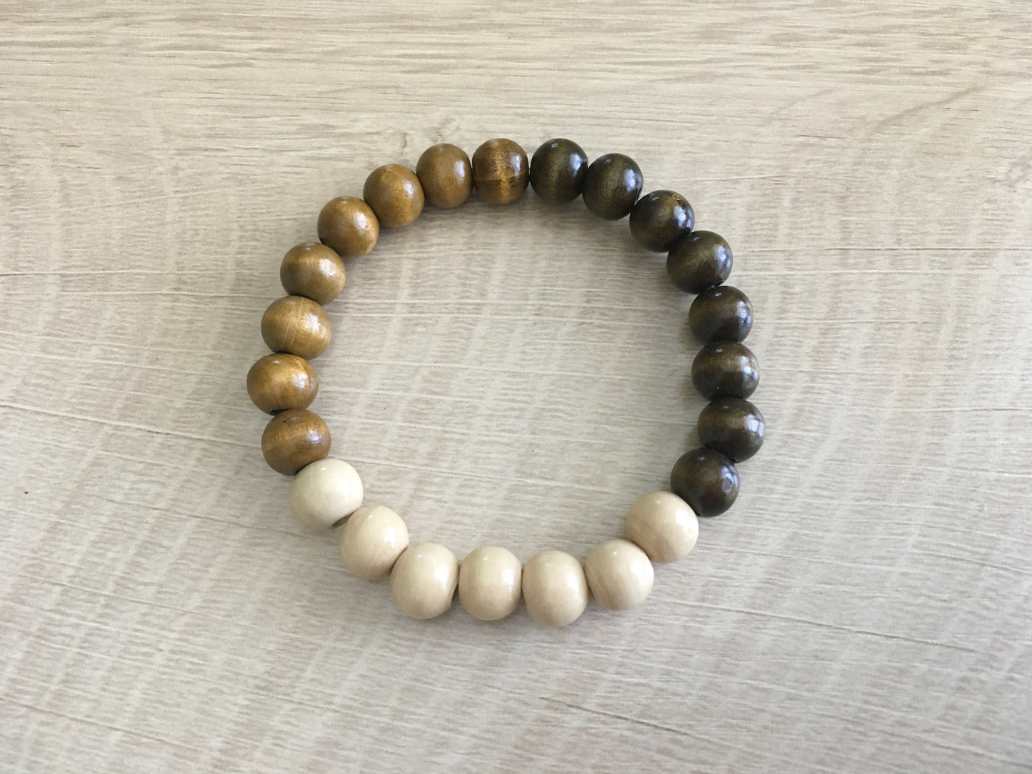 Three-Part Harmony Wood Bead Bracelet