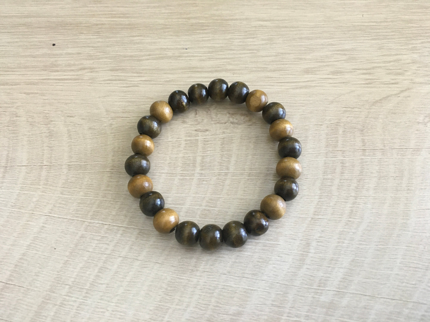 Choco Butter Swirl Wood Bead Bracelet